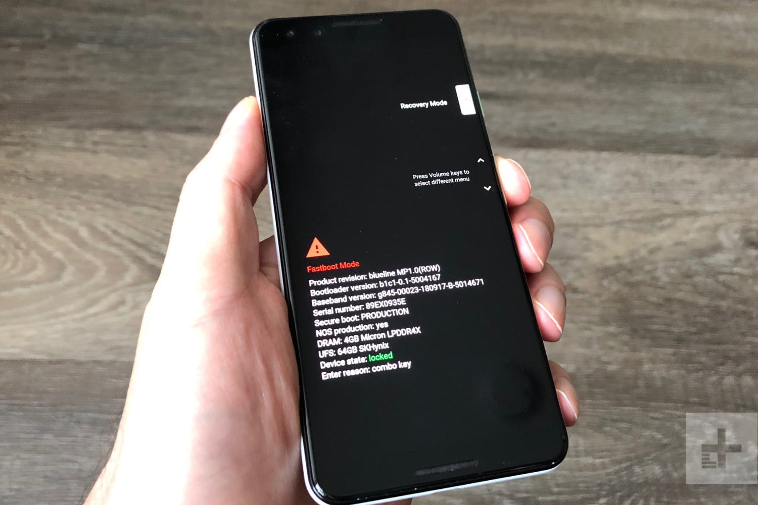 Android mode recovery screen