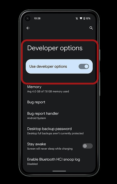 Developer options