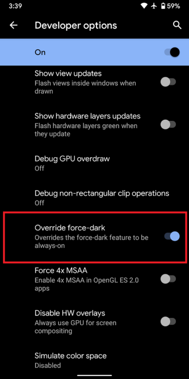 Override force-dark